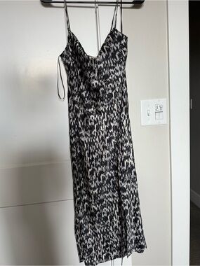 Express Black and Ivory Printed Slip Dress